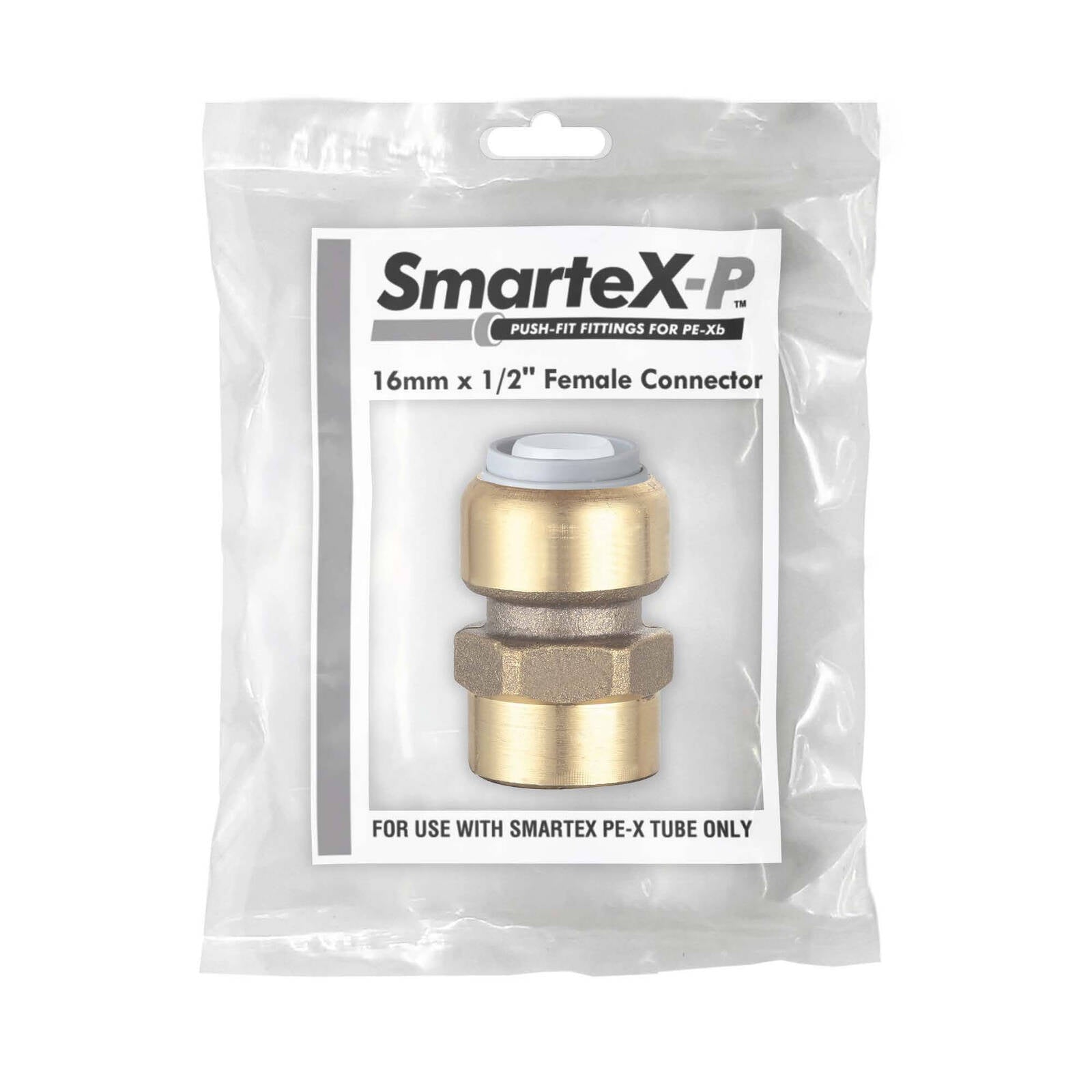 SmarteX-PEX 16 x 15mm Female Connector, Lead Free Brass Push-Fit