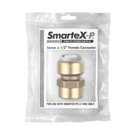SmarteX-PEX 16 x 15mm Female Connector, Lead Free Brass Push-Fit