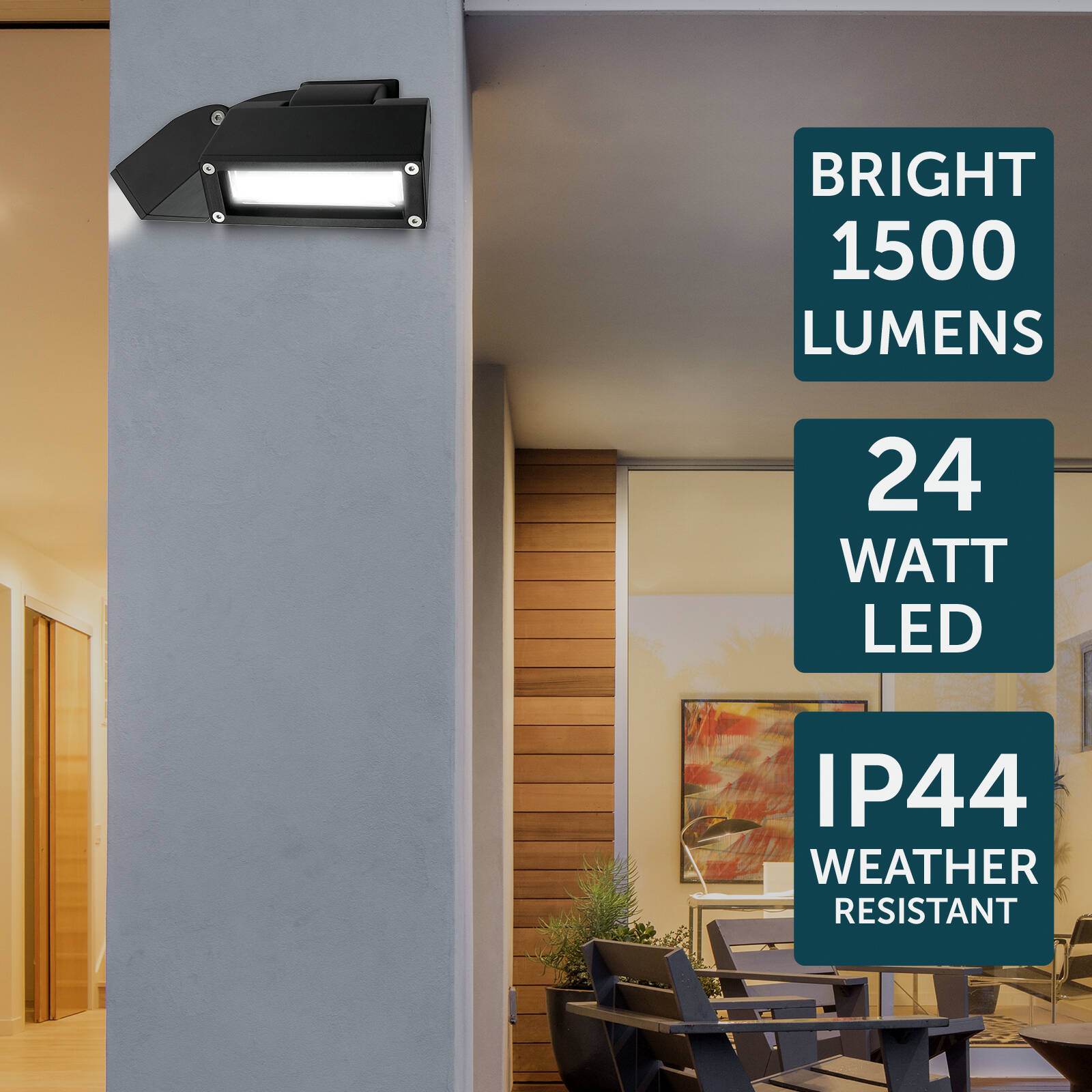 Brilliant Nighthawk 24W Twin LED Flood Light Weather-Resistant Outdoor Black 20853/06