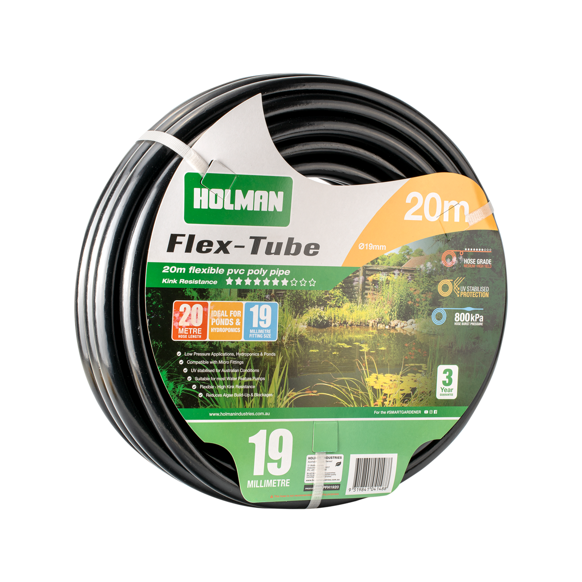Holman 19mm Flex Tube 20m PVC Reduces Algae Build-Up Black - SuperSaverAU - view 1