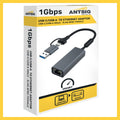 Antsig USB C USB A to Ethernet Adapter - Compact - Grey - Reliable Wired Connectivity - SuperSaverAU - view 3