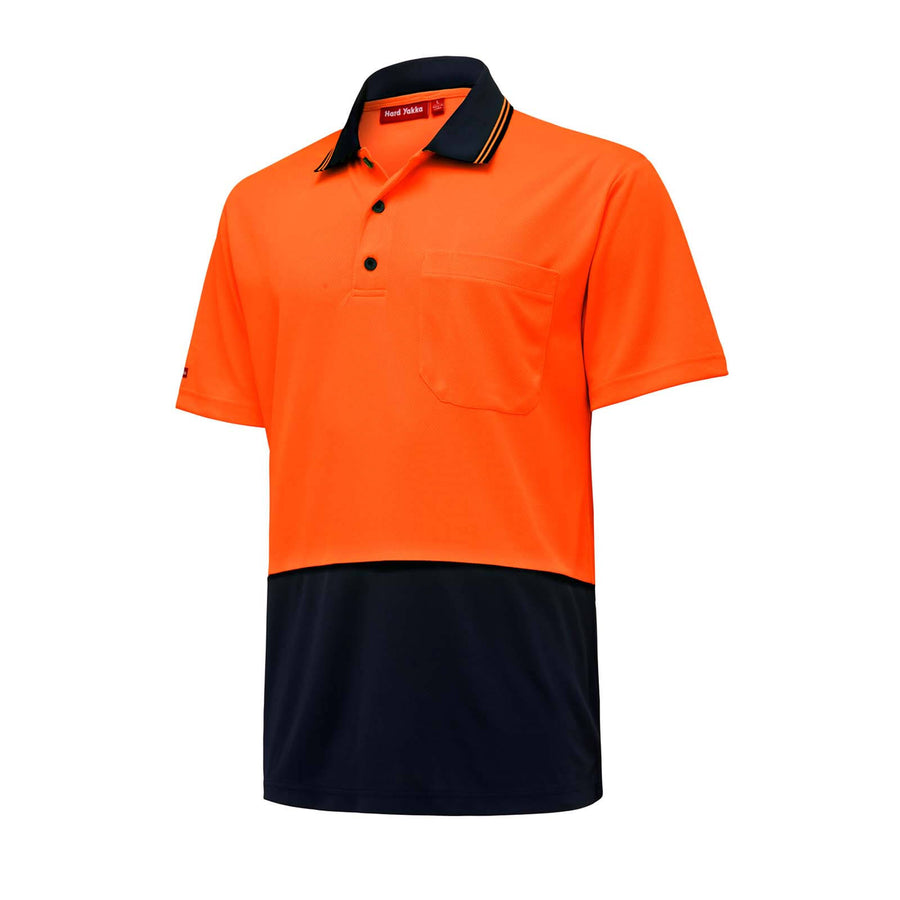 Hard Yakka Hi-Vis Short Sleeve Polo Orange and Navy Size 3XL