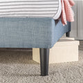 Zinus Liam queen upholstered bed base - light blue fabric with cushioned headboard - AU-FPPPLB-12Q