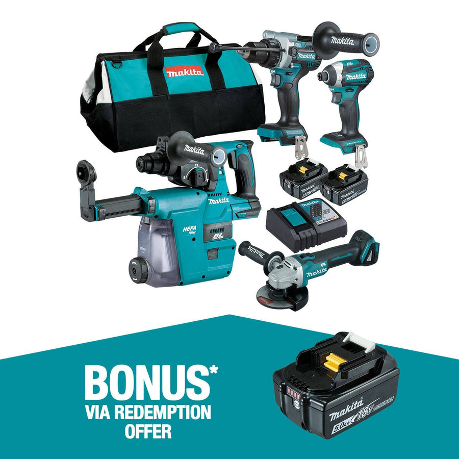 Makita Brushless 4 Piece Combo Kit DLX4148TX1 - 18V - Includes 2 Batteries - Fast Charger - Tote Bag - SuperSaverAU - view 1