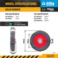 Easyroll 200mm Solid Rubber Wheel With Metal Centre 60kg