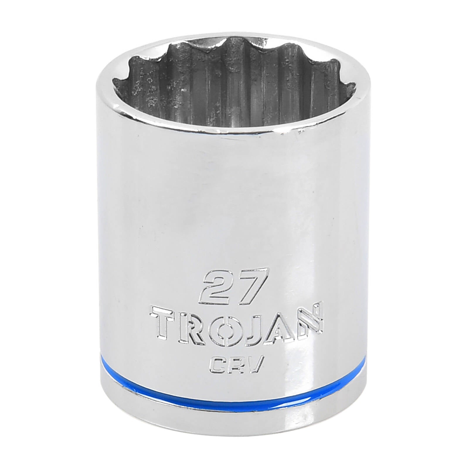 Trojan 27mm Socket 1/2" Drive, Chrome Vanadium 12 Point Metric
