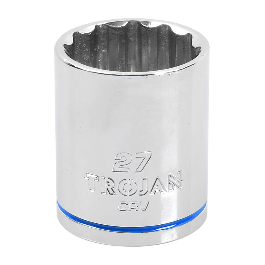 Trojan 27mm Socket 1/2" Drive, Chrome Vanadium 12 Point Metric
