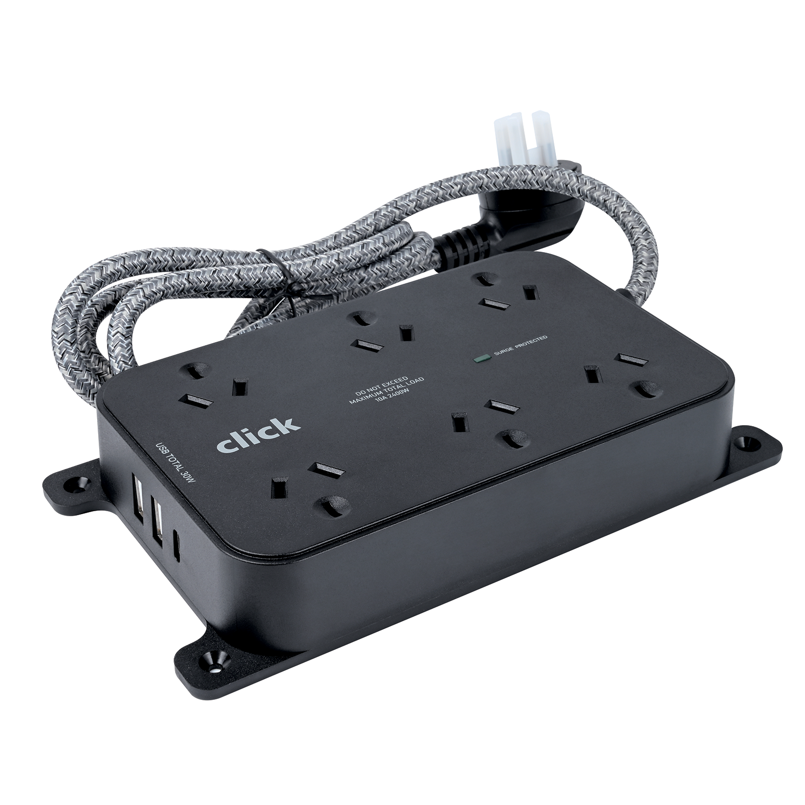 Click 6 Outlet Powerboard, White, Compact Multi-Device Power, CKHP570B