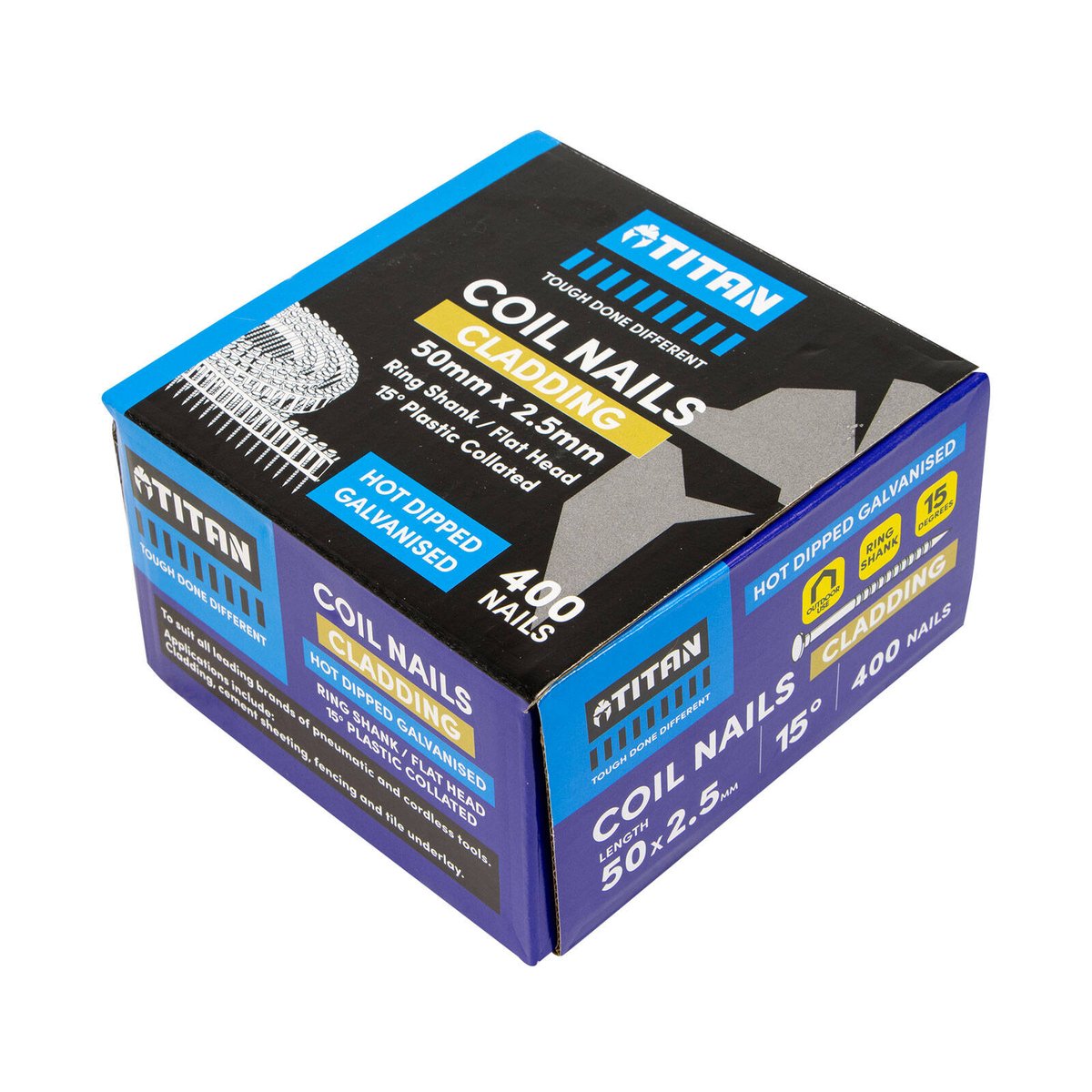 Titan Collated Coil Nail Ring 400 Pack - 50 x 2.5mm - Hot Dipped Galvanised - Corrosion Resistant - SuperSaverAU - view 3