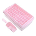 55 Grid Ice Cube Tray with Lid, Storage Bin and Scoop - Pink