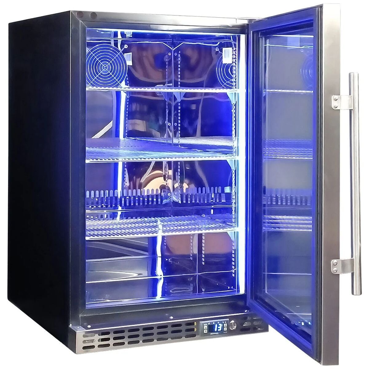 Schmick 105L Under Bench Bar Fridge - Stainless Steel, Lockable Reversible Door, Quiet 43dB - SK116SD
