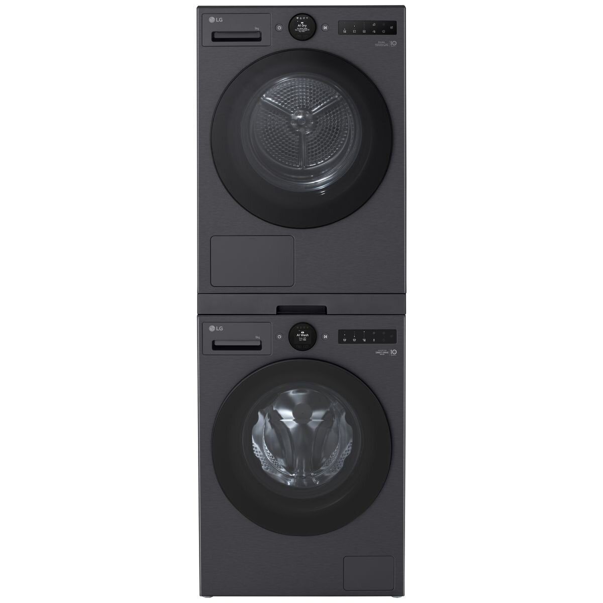 LG washer and dryer stacking kit with shelf - Matte Black finish - 70mm height - STKIT-MB