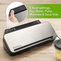 FoodSaver Controlled Seal Vacuum Sealer - 5 Food Settings - Marinate Program - 130W - Silver - VS3198