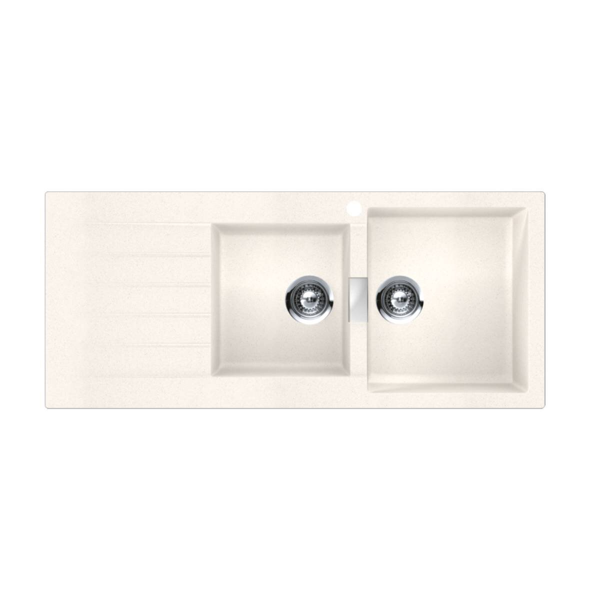 Abey Schock Signus 1 and 3/4 Bowl Topmount Sink with Left Hand Drainer - White Polaris Cristadur - D200WR