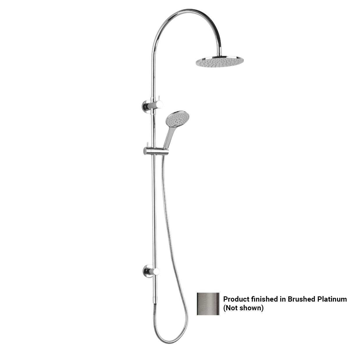 Astra Walker Icon Exposed Shower - 200mm Rose, Multi-function Hand Shower - Brushed Platinum - A69.24.V4.01