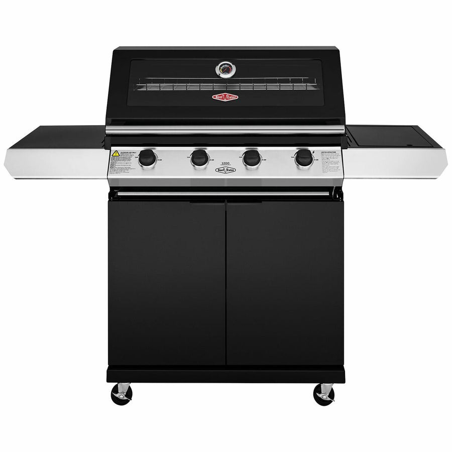Beefeater 1200 Series 4 Burner LPG BBQ with Trolley and Side Burner - Black - BMG1241BB