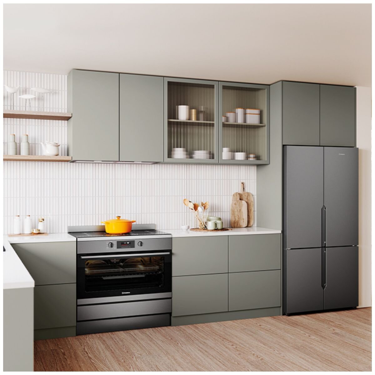 Westinghouse 90cm Electric Freestanding Oven - Dark Stainless Steel, Induction Cooktop, AirFry - WFE9756DD