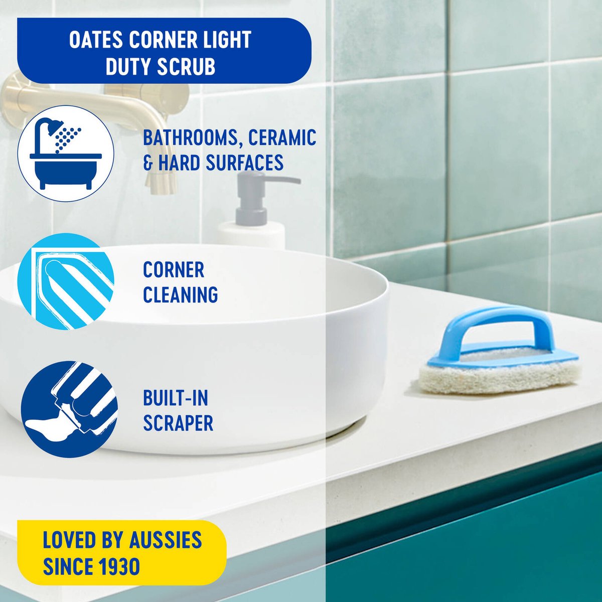 Oates Premium Light Duty Corner Scrubber - 160mm x 20mm x 95mm - Plastic