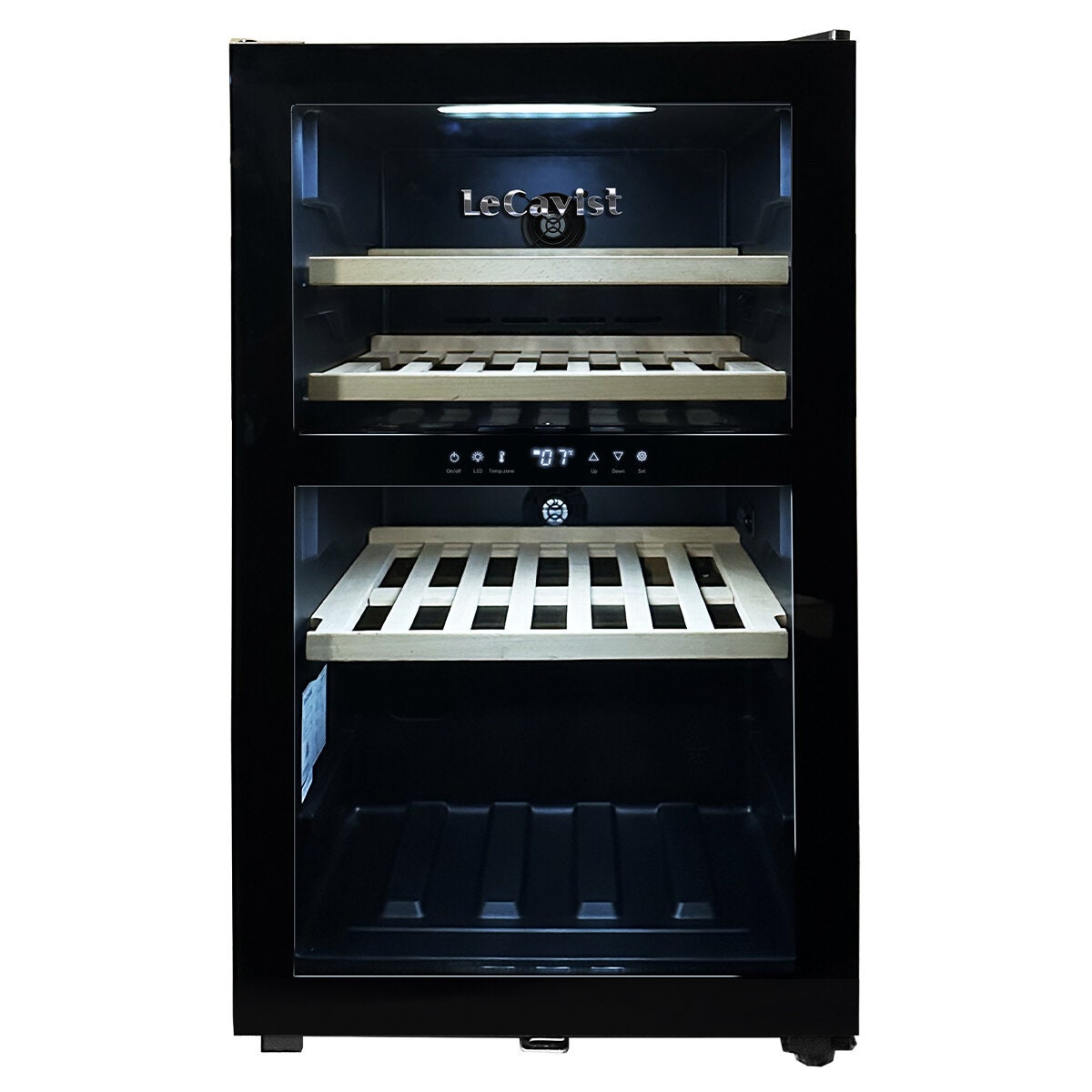 LeCavist 118L Dual Zone 56 Bottle Wine Fridge - Black, Frost Free, Double Glazed Door - LKS56VN2Z