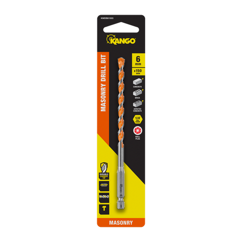 Kango 6 x 150mm 1/4" Hex Shank Masonry Drill Bit - Carbide Tip