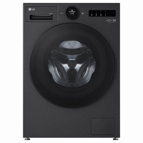 LG Series 9 12kg Front Load Washing Machine - Matte Black, AI Direct Drive, Steam+ - WX9-1412MB