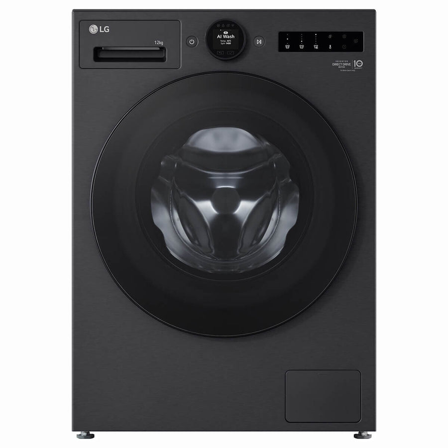 LG Series 9 12kg Front Load Washing Machine - Matte Black, AI Direct Drive, Steam+ - WX9-1412MB