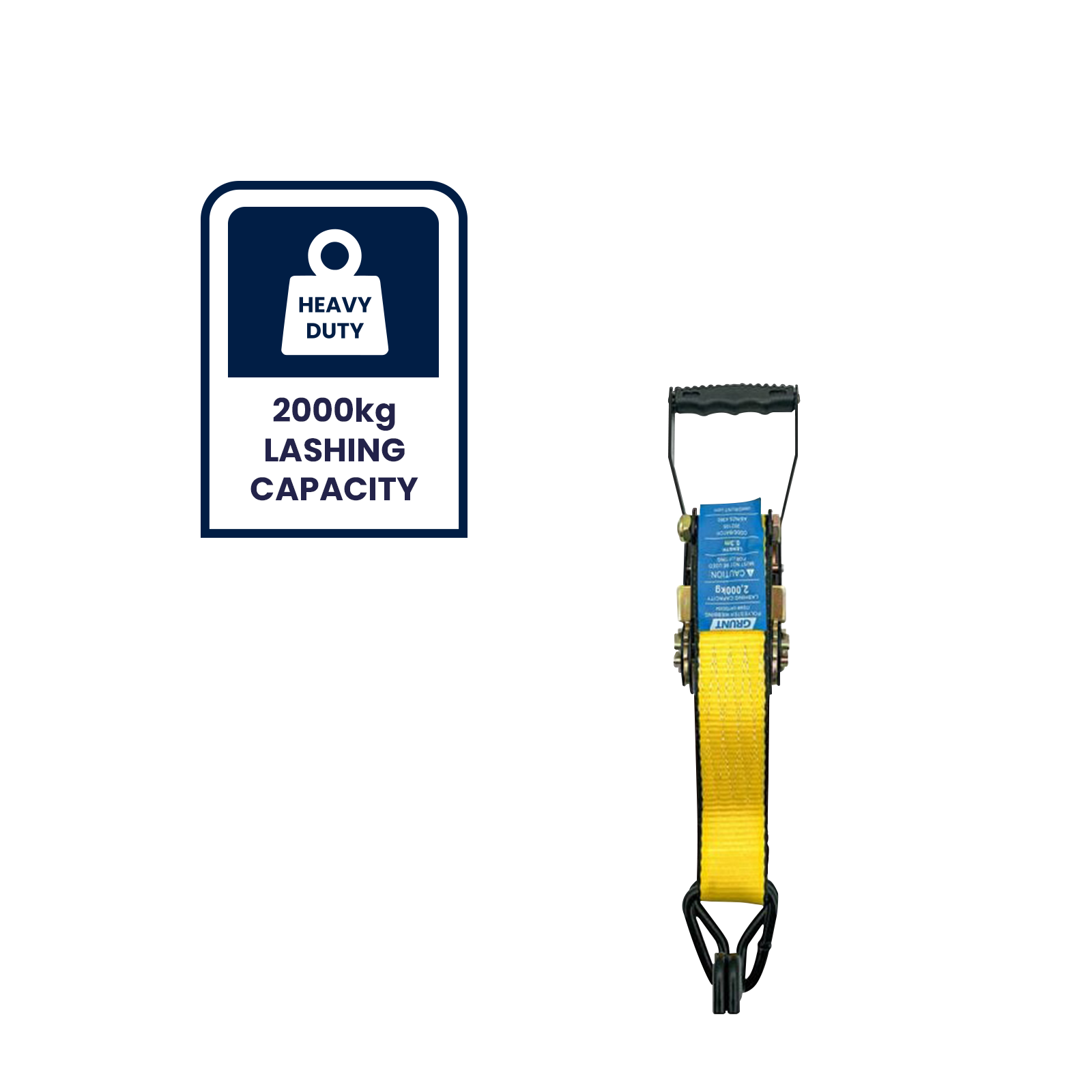 Grunt 50mm x 6m Yellow Polyester Heavy Duty Ratchet Tie Down