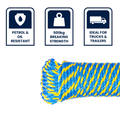 Grunt 6mm x 40m Telco Rope, Blue with Yellow, Twisted Polypropylene, 550kg Break Strength