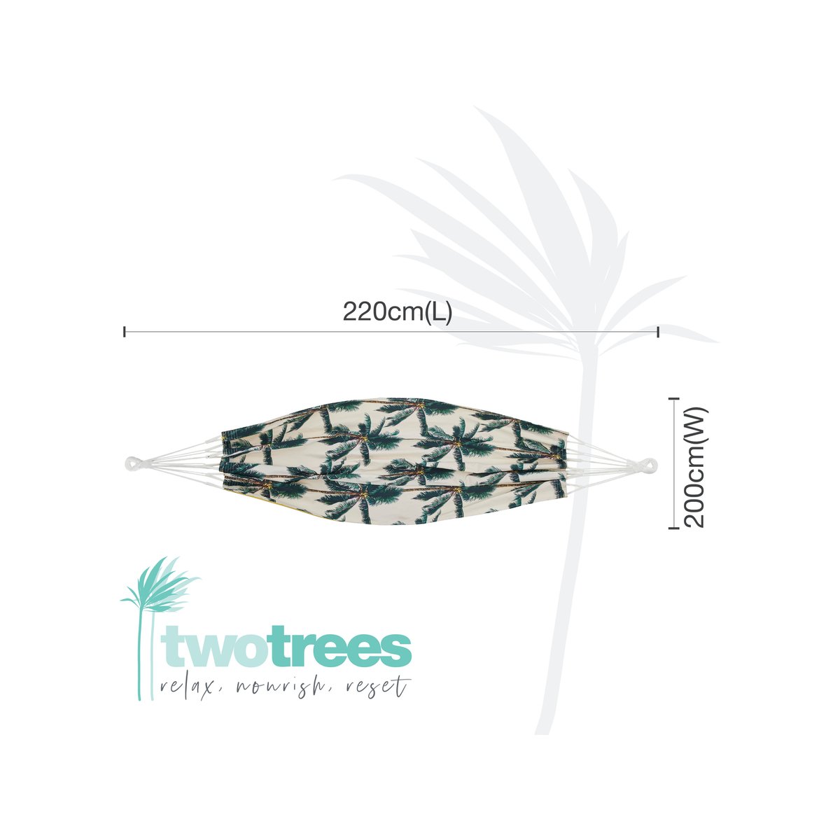 Two Trees King Cotton Hammock - 200cm x 220cm - Soft Durable Fabric