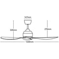 Mercator Jota 132cm DC Ceiling Fan with LED Light - White, 6 Speeds, Remote - FC2110133WH