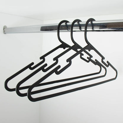 All Set Black Plastic Clothes Hanger 12 Pack - 385mm x 200mm - Anti-Slip Design