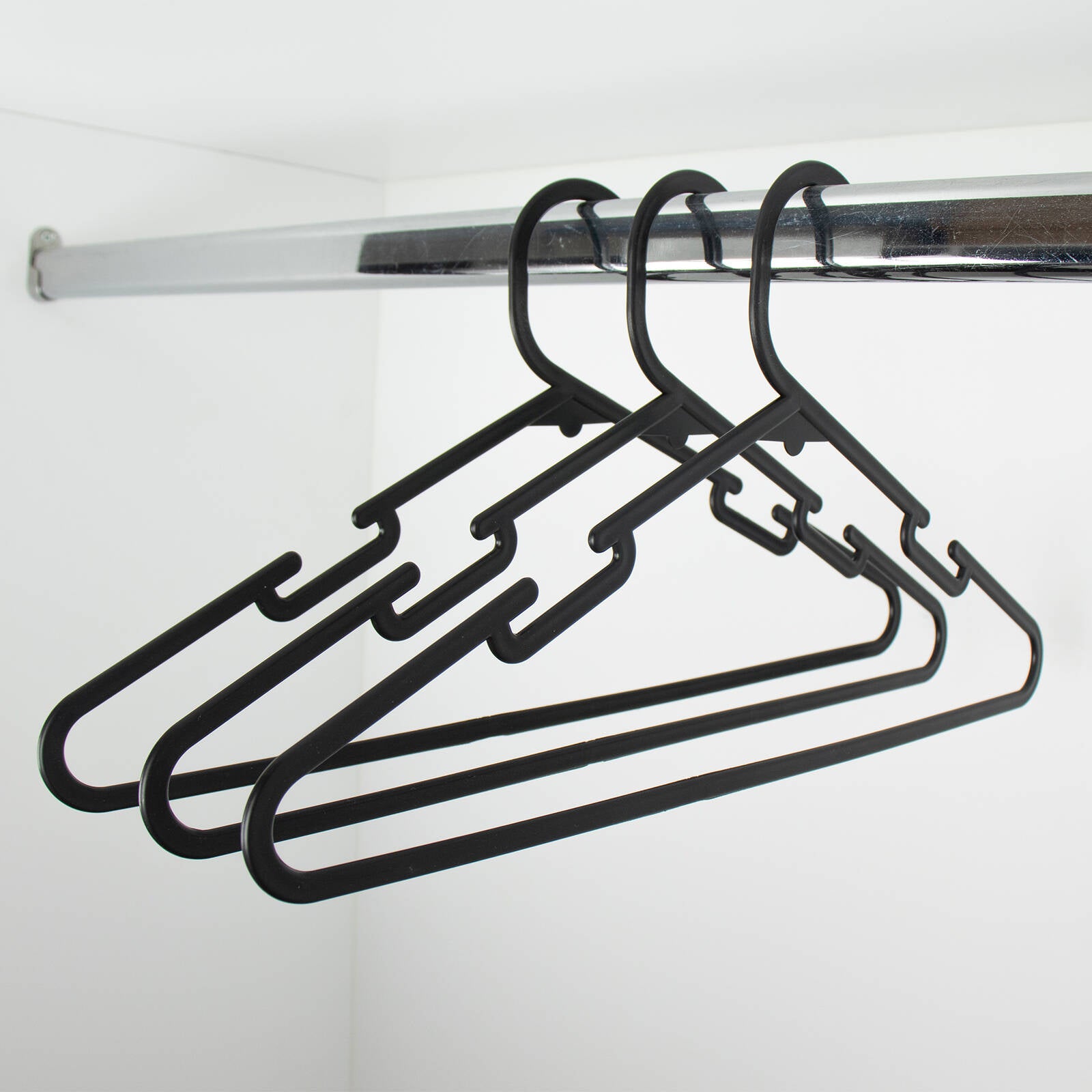 All Set Black Plastic Clothes Hangers - 12 Pack