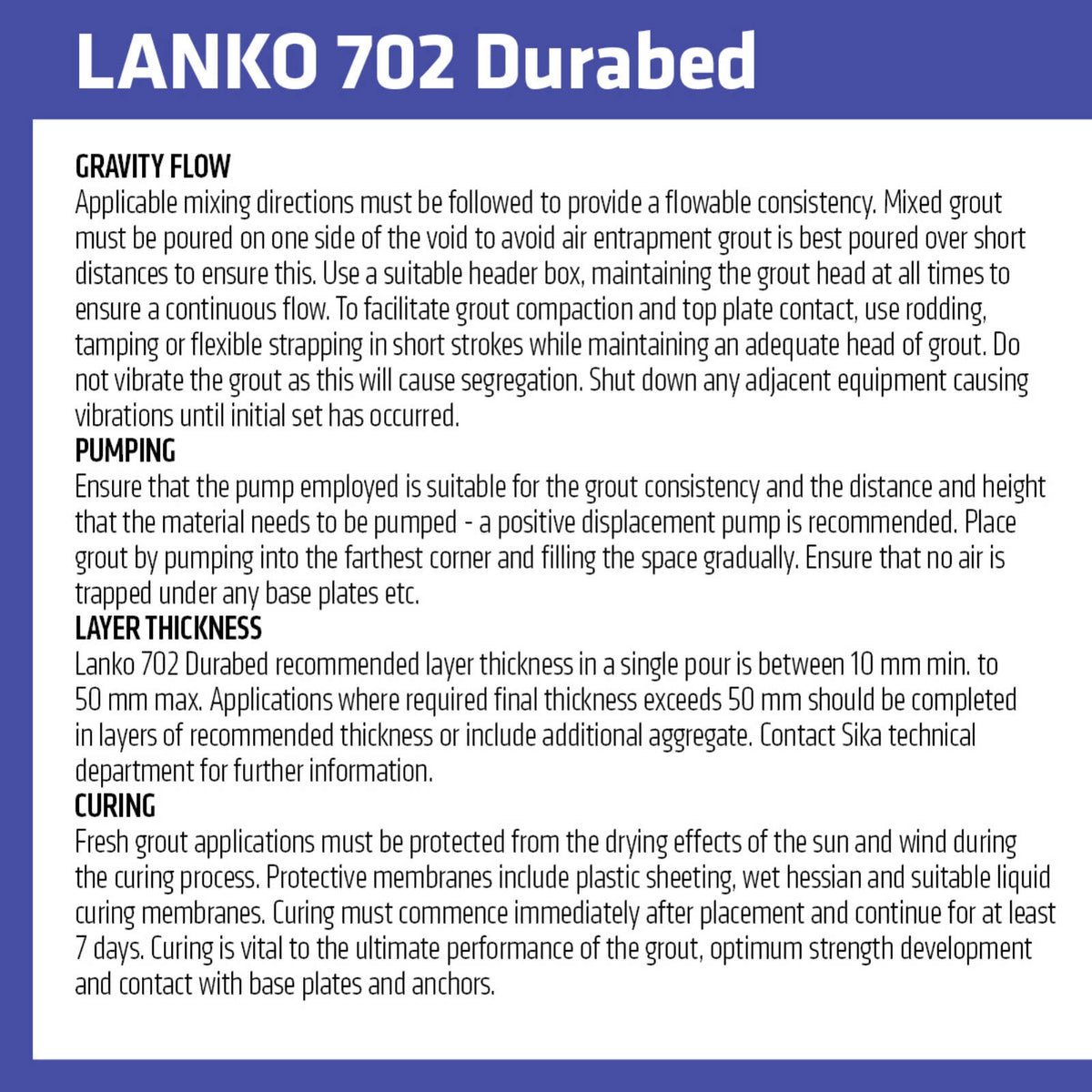 Davco Lanko 702 Durabed Structural Grout 5kg, High Strength Cement Based, Grey