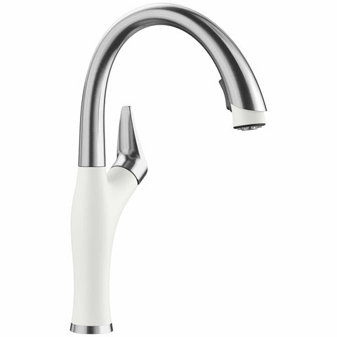 Blanco Artona High Arc Pull-Down Mixer Tap - White Chrome Finish - 6 Star Water Rating - ARTONASW