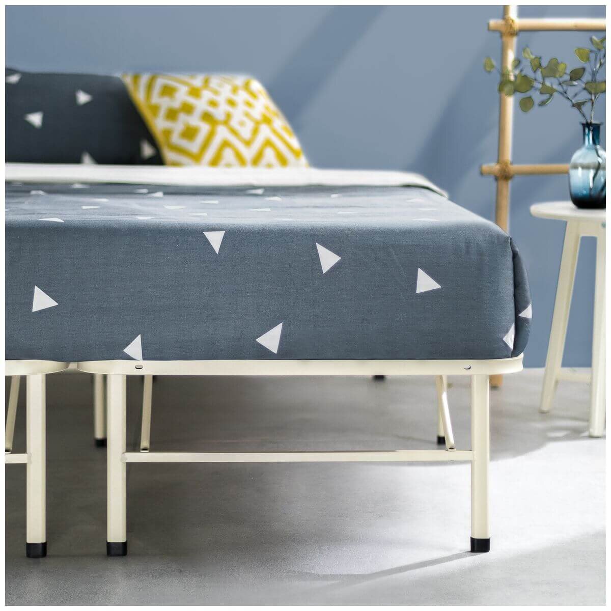 Zinus Queen Smart Base Folding Bed Frame - Beige Steel, 33cm Under-Bed Clearance - AU-SBBK-14BG-Q