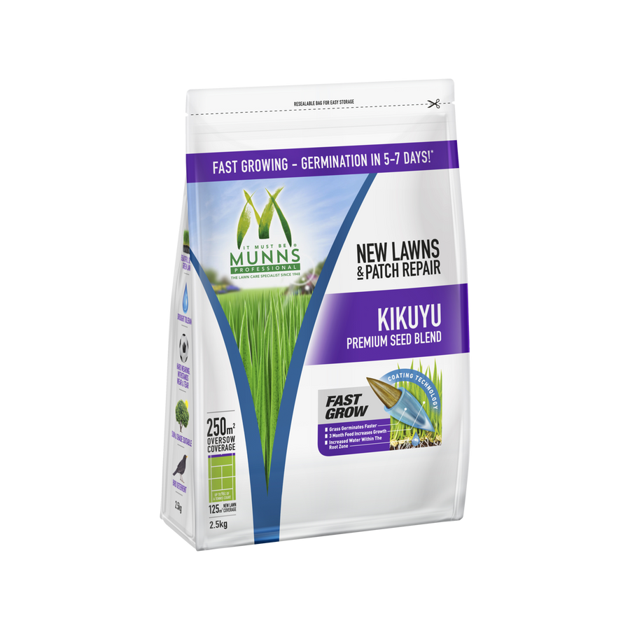 Munns Professional 2.5kg Kikuyu Lawn Seed Blend Drought Tolerant