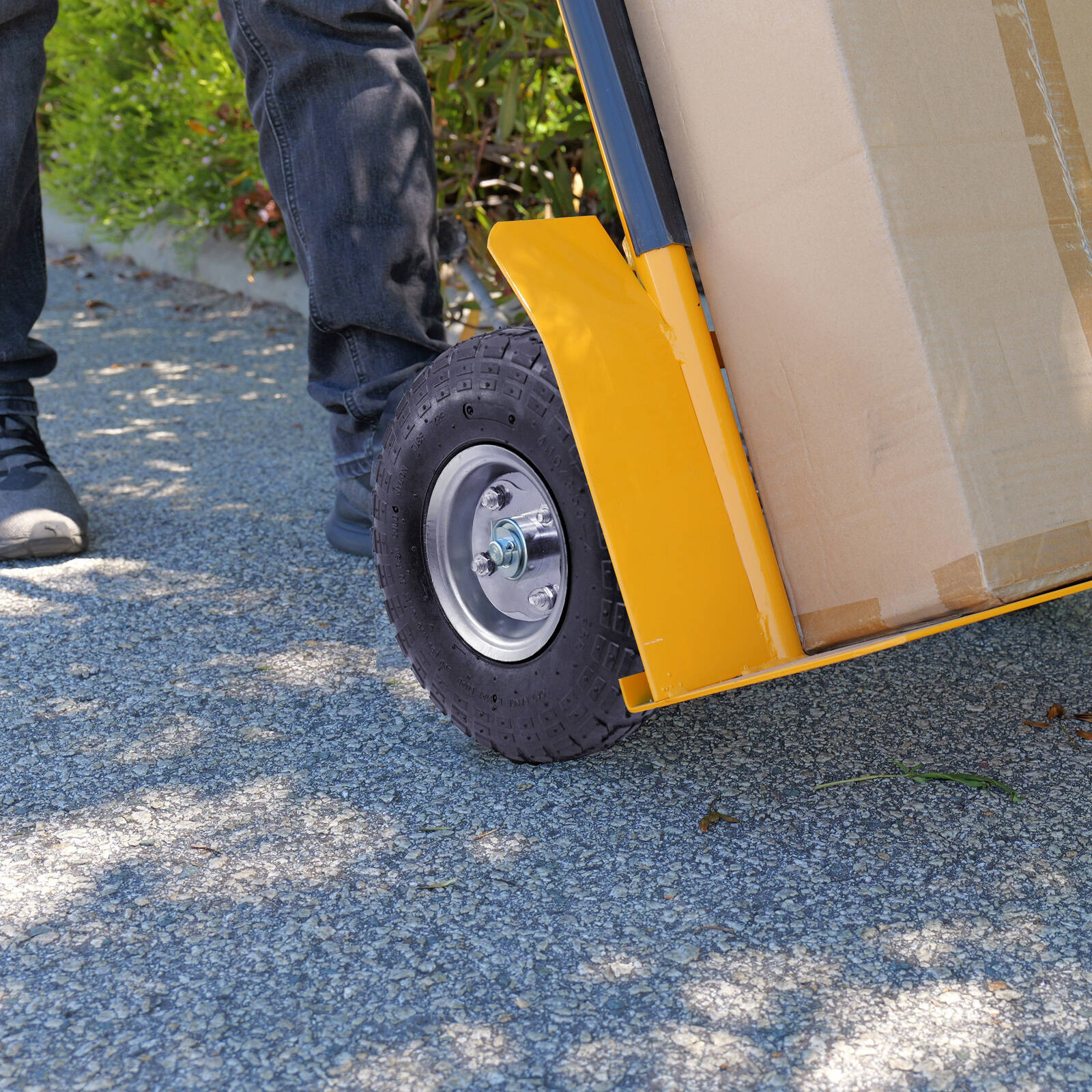 Move It 3.5 x 4 inch Pneumatic Steel Trolley Wheel 5/8 inch Axle 100kg