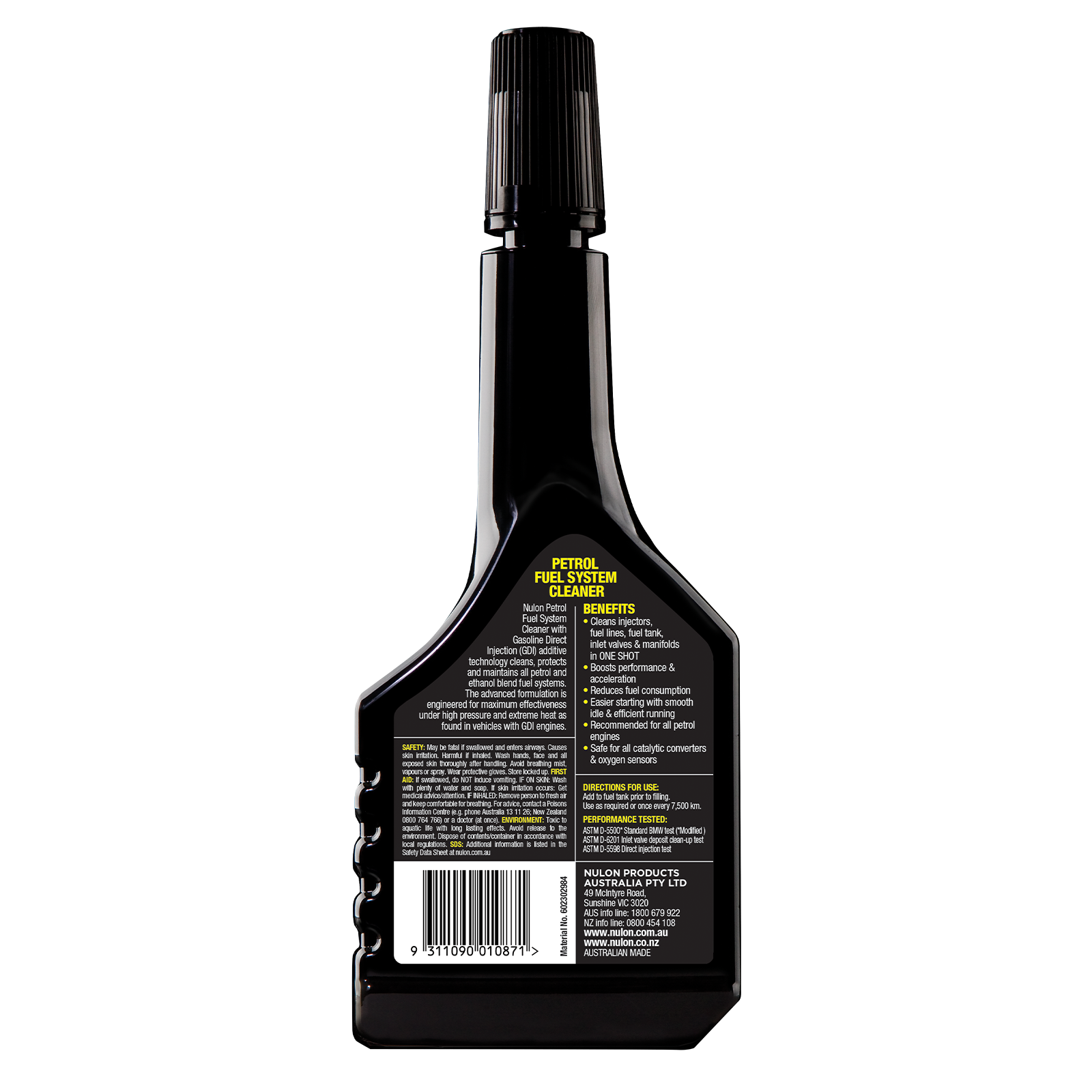 Nulon Petrol Fuel System Cleaner 300ml Injectors, Lines & Valves
