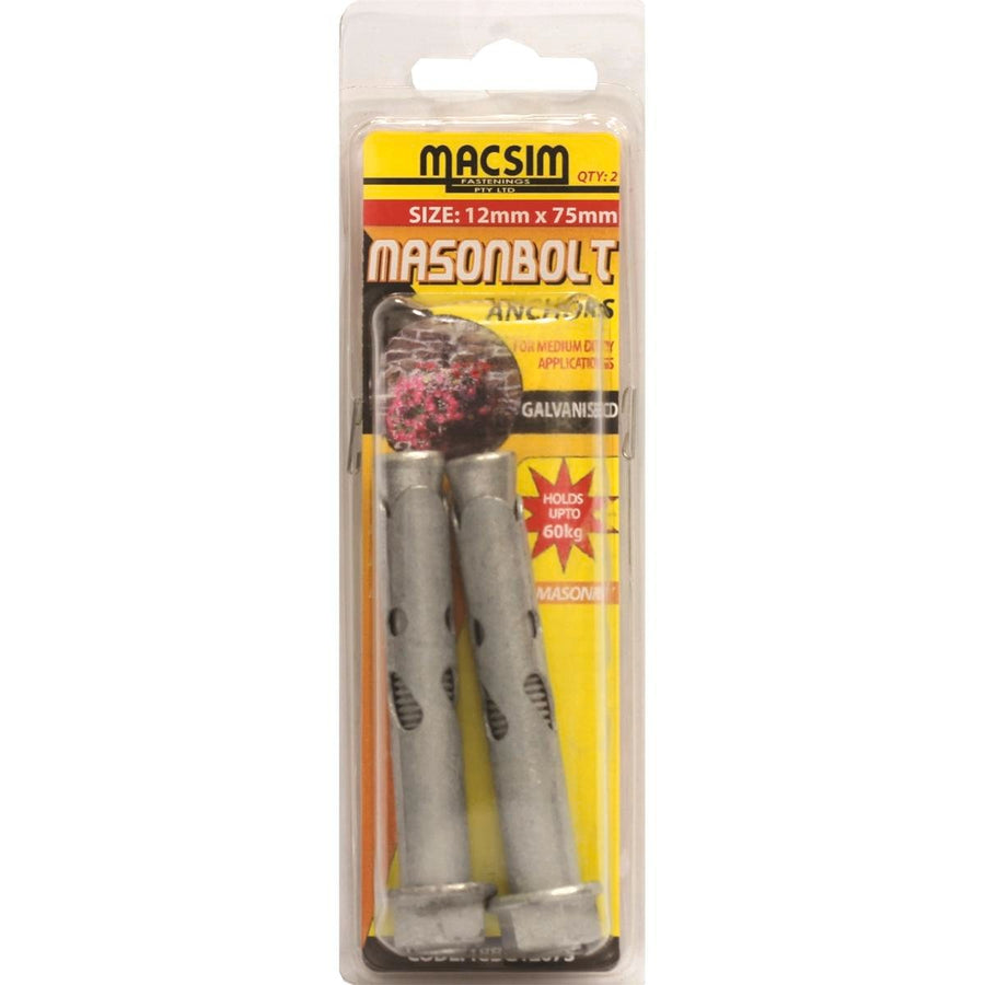 Macsim Fasteners 12 x 75mm Galvanised Sleeve Anchor 2 Pack - SuperSaverAU - view 1