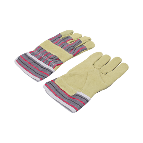 Saxon Kids Leather Garden Gloves - Split Leather & Cotton