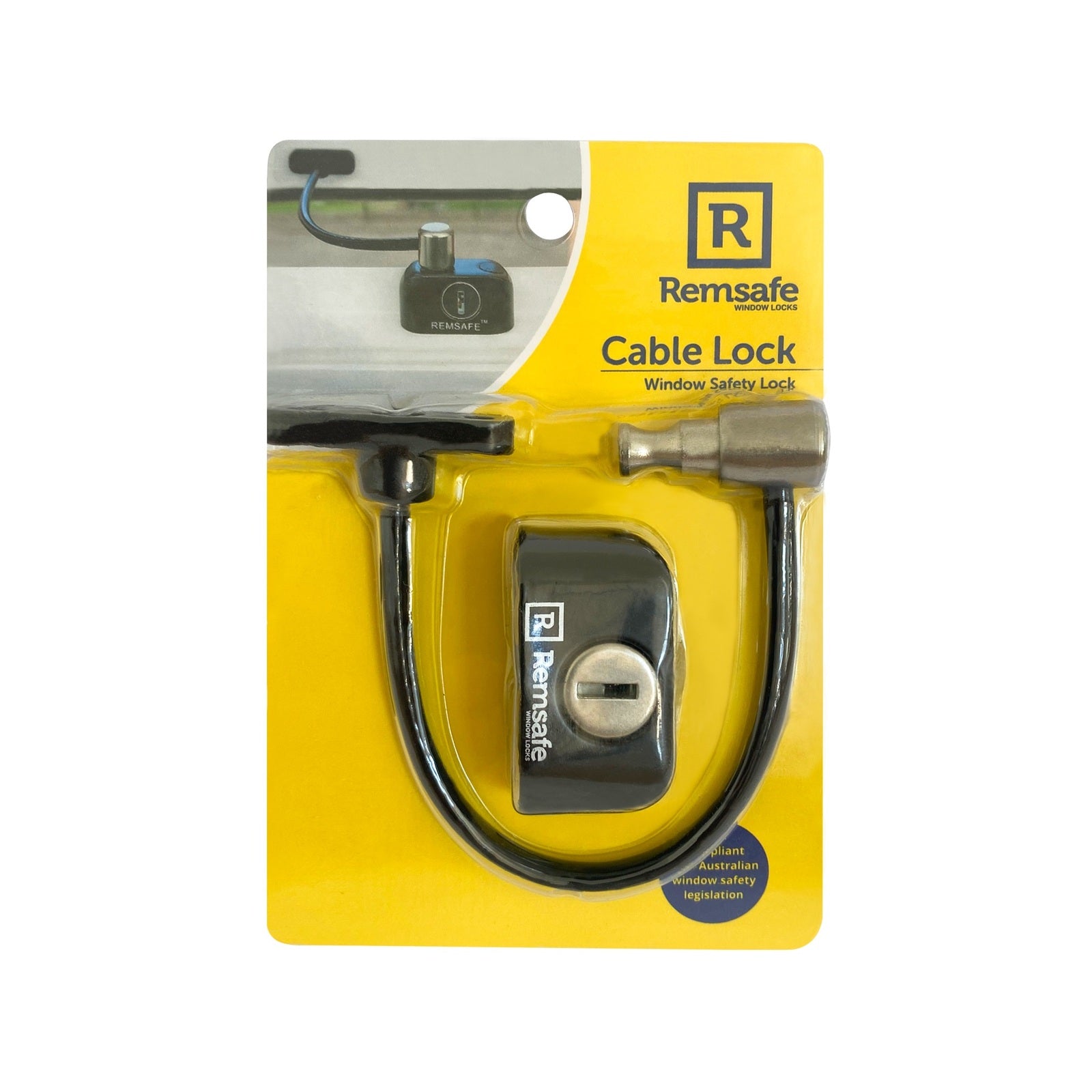 Remsafe Black Window Restrictor Cable Lock Keyed