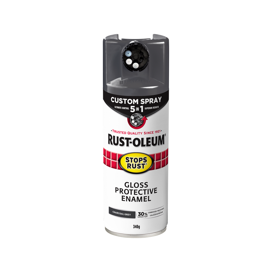 Rust Oleum 340g Charcoal Grey Gloss Spray Paint - 5 in 1 Custom Spray - Rust Protection - SuperSaverAU - view 1