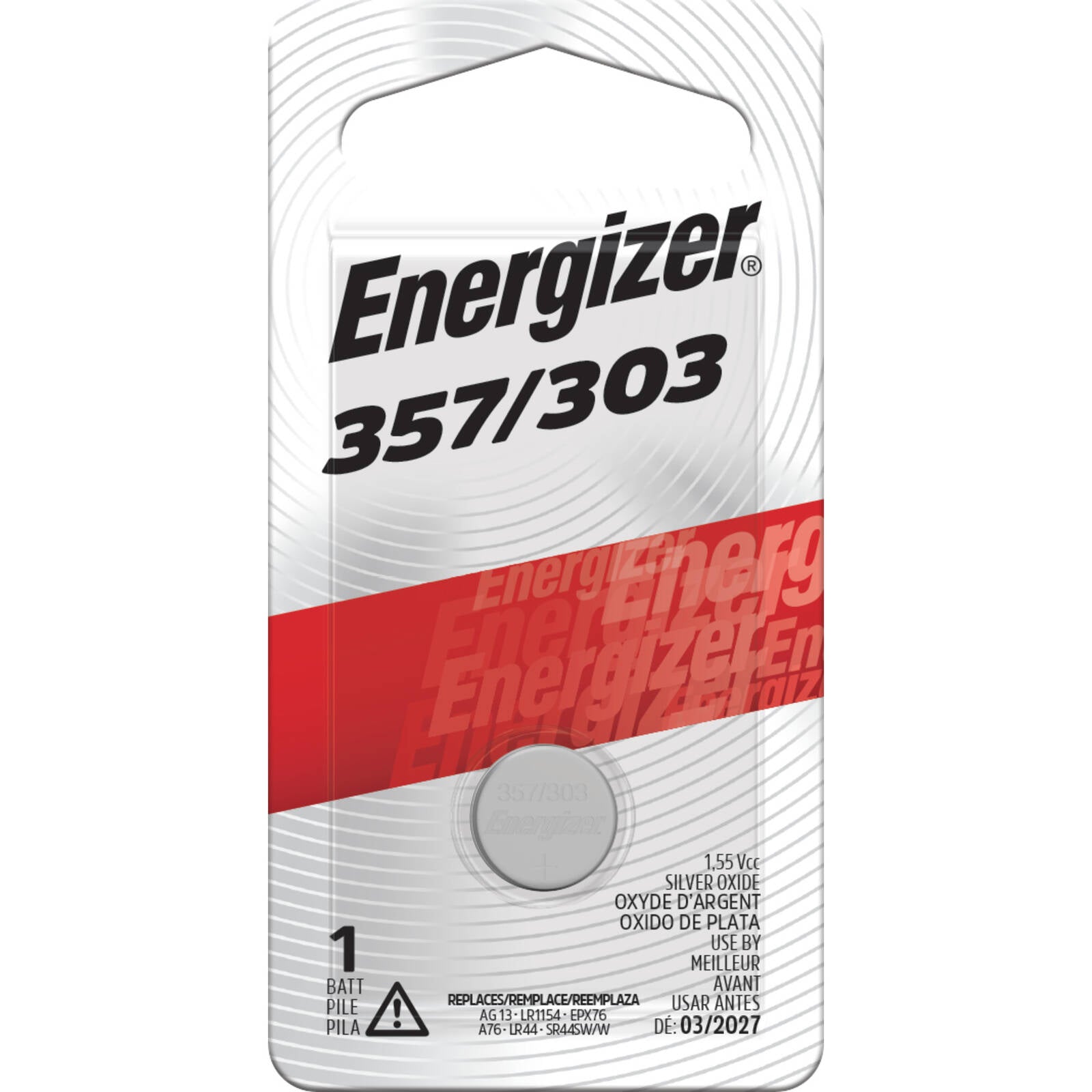 Energizer 357/303 Silver Oxide Button Battery 1 Pack