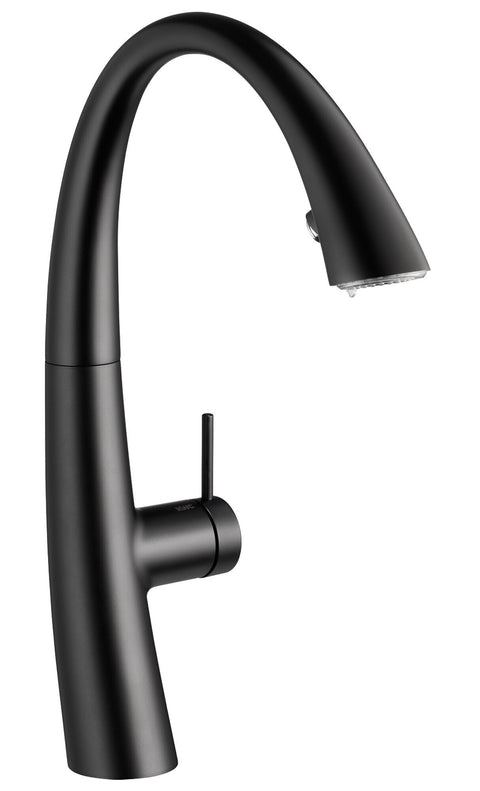 KWC Pull Out Kitchen Mixer Tap with Spray and Light - Matte Black, 270 Degree Swivel - 10201122176