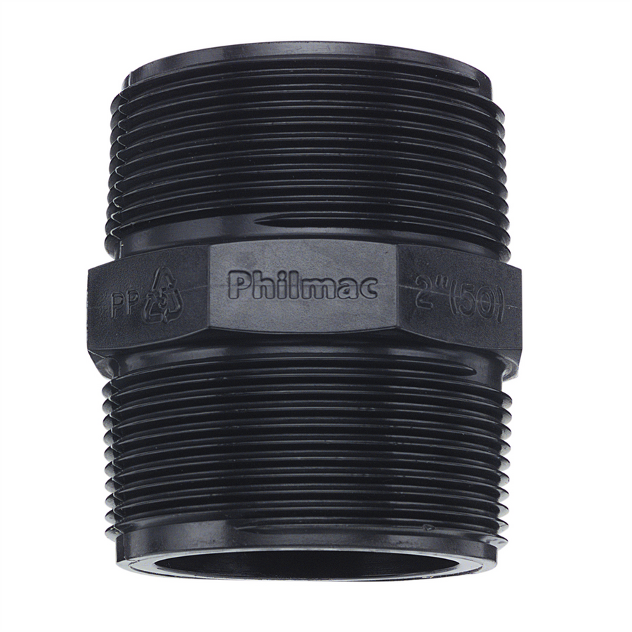 Philmac 2" BSP Thread Pipe Nipple - Polypropylene - Durable Connection - SuperSaverAU - view 1