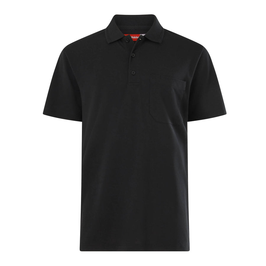 Hard Yakka Men's Black Polyester Cotton Pique Short Sleeve Polo - Size 2XL