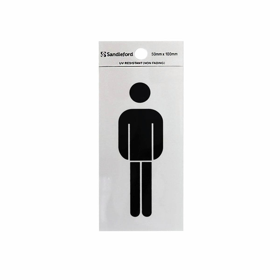 Sandleford Mens Symbol Self Adhesive Sign 100 x 50mm - Silver - SuperSaverAU - view 1