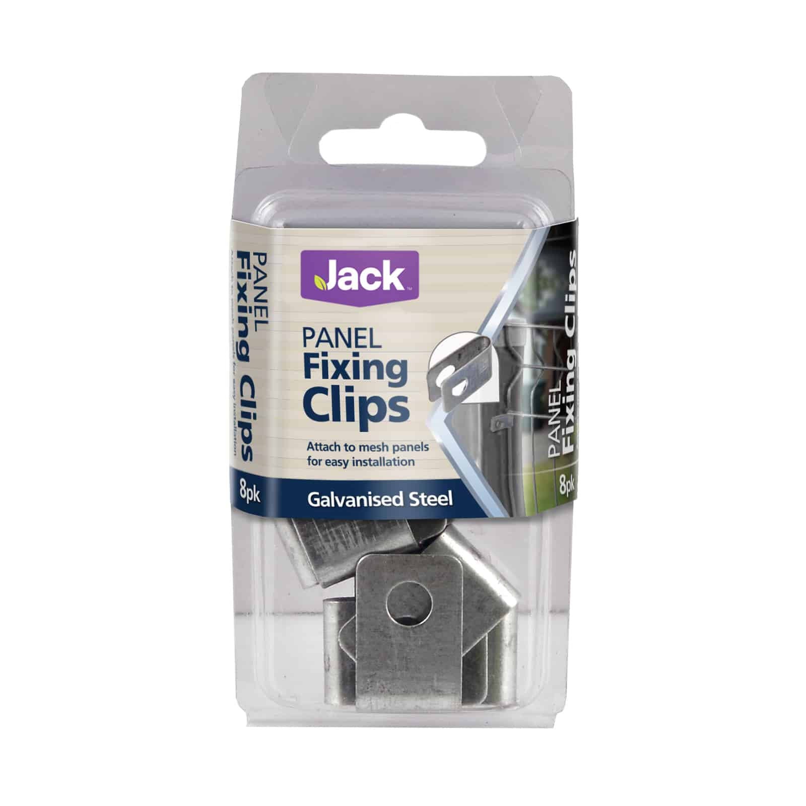 Jack Galvanised Steel Mesh Panel Fixing Clips - 8 Pack