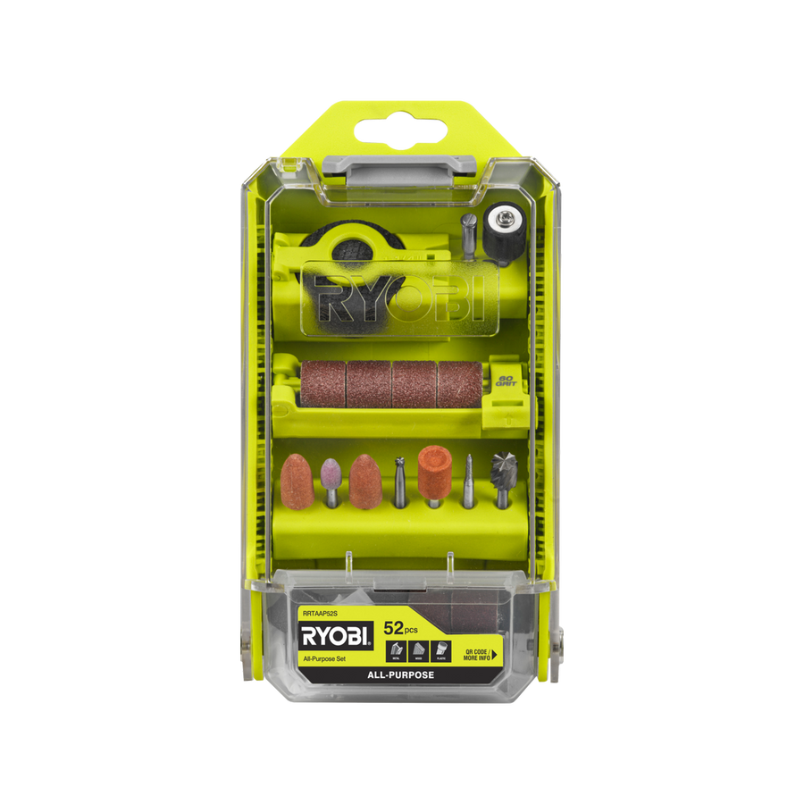 Ryobi 52 Piece All Purpose Rotary Tool Accessory Set - 55mm x 5mm x 101mm - Versatile for Sanding, Cutting, Polishing - SuperSaverAU - view 1