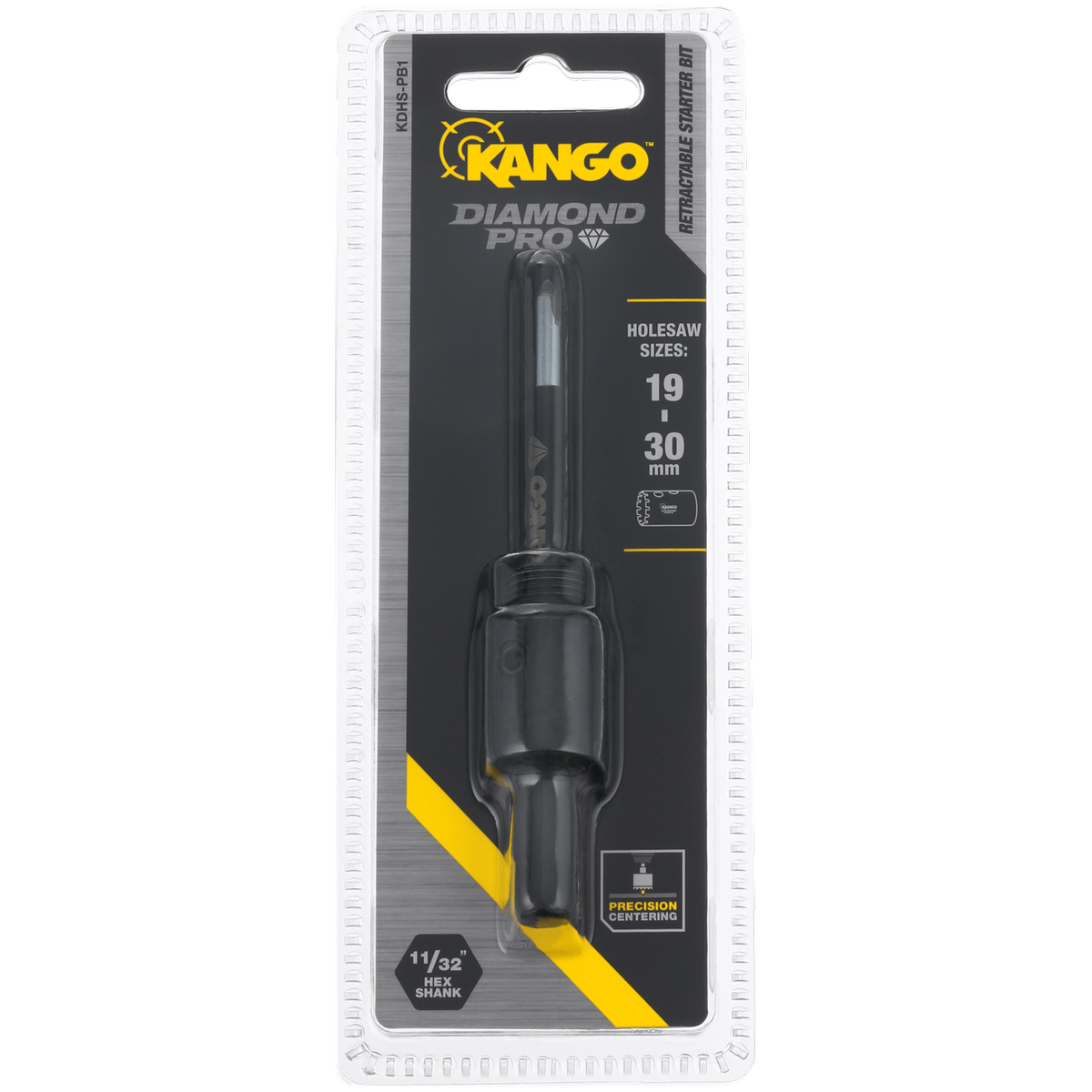 Kango 19 Diamond Holesaw Arbor 30mm with Retractable Starter Bit - Yellow - SuperSaverAU - view 1